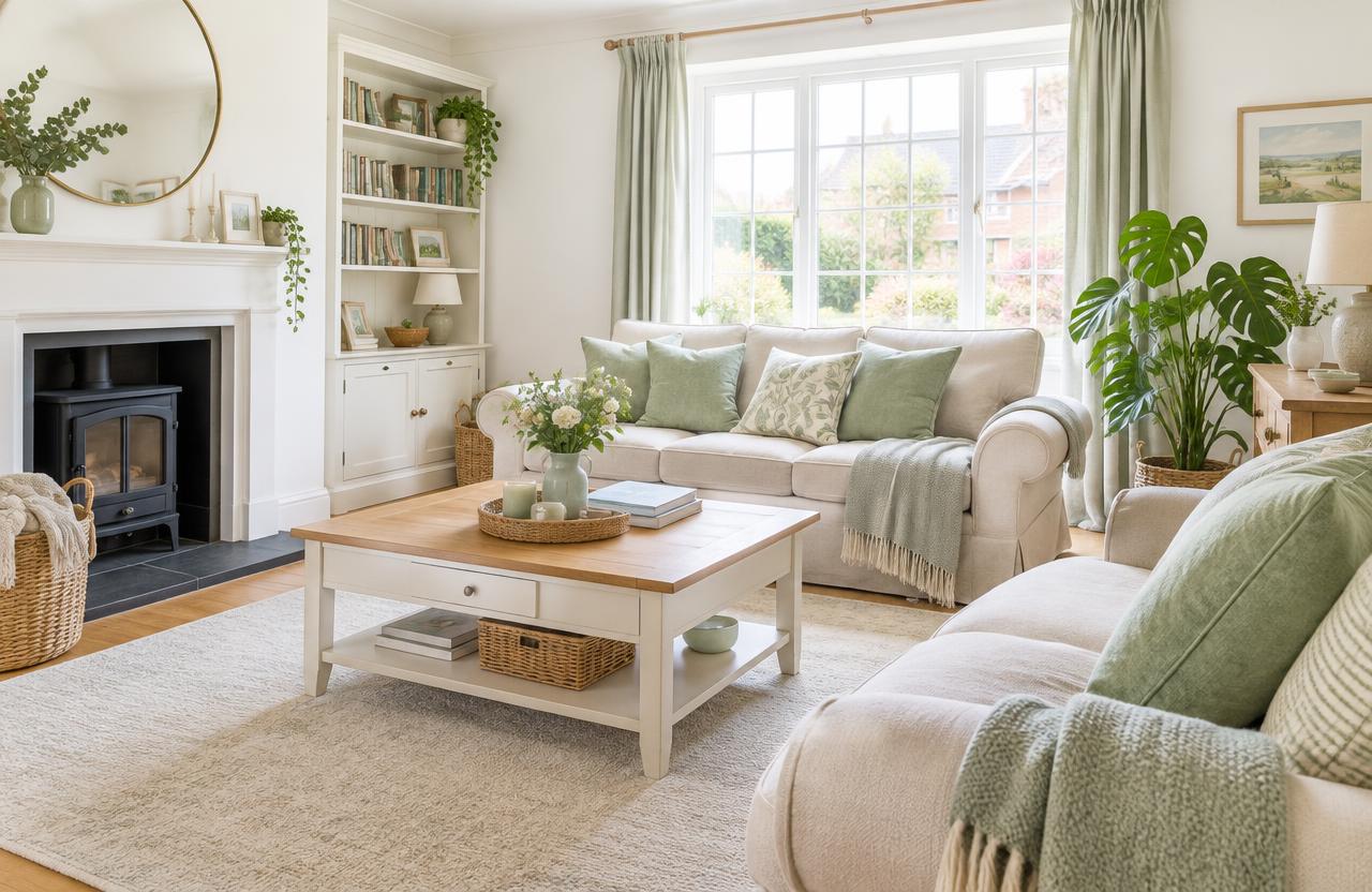 A bright, freshly cleaned family living room