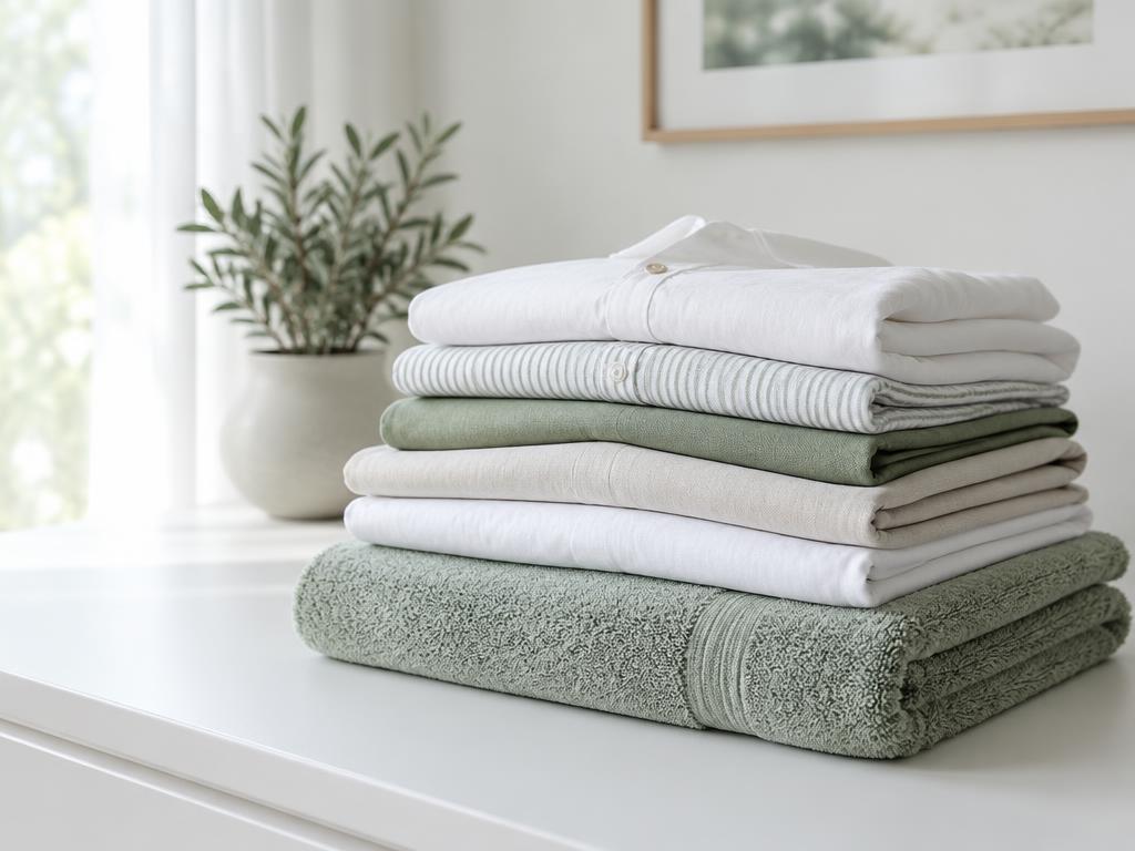 Neatly folded and ironed laundry